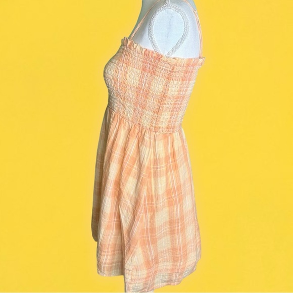 NWT American Eagle ‘Smockin’ On Sunshine Strapless Dress’ in “Peach” Gingham M - Picture 10 of 13